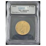 2000 Slovenia 5 Tolar ICG Genuine