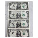 Uncut Sheet of $1 Dollar Notes