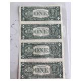 Uncut Sheet of $1 Dollar Notes