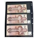 1986 Canada $2 Dollar Notes
