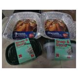 2 Turkey roasting pans and 6 plasti...