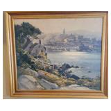 Framed Landscape Print ~ Cape Ann Harbor by Artist Ted Kautzky 