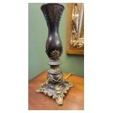 Acanthus Leaf Column Candlestick Table Lamp, pair