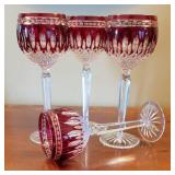 Waterford Ruby Cut to Clear Clarendon Wine Glasses