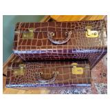 Fabulous Vintage Burgundy Gator Hide Suitcases