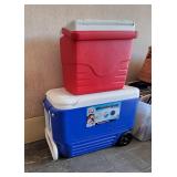 Igloo Wheelie Cooler plus Red Cooler