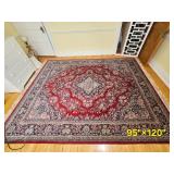 Persian Kashan Style Red Medallion Area Rug 95 by 120 Inches