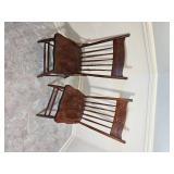 Primitive Pedestal Dining Table with Pressed Back Spindle Chairs