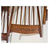 Primitive Pedestal Dining Table with Pressed Back Spindle Chairs