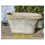 Twenty Five Inch Concrete Basket Weave Planter