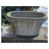 Twenty Five Inch Concrete Basket Weave Planter