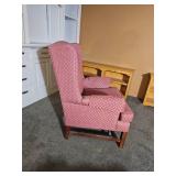 Rosebud Brocade Upholstery Wingback Armchair Pair