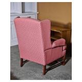 Rosebud Brocade Upholstery Wingback Armchair Pair