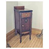 Upcycled Antique Side Table from Vanity with Floral Bouquet Detail