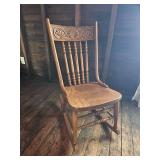 Antique Press Back Brass Accent Chair