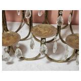 Gold Patina Candelabra with Dangle Pendants