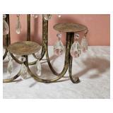 Gold Patina Candelabra with Dangle Pendants