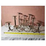 Gold Patina Candelabra with Dangle Pendants