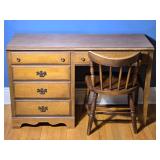 Vintage Maple Writing Desk with Chair