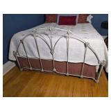 Vintage White Cast Metal Queen Size Bed Frame