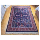 Vintage Persian Style Wool Area Rug with Fringe