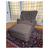Traditional Tufted Wingback Armchair with Matching Ottoman