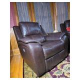 Power Reclining Brown Leather Armchair by Timberland Co Ltd - A