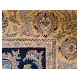 Large Hand Knotted Persian Style Wool Area Rug - Black Field