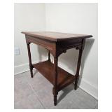 Antique Wood Console Table with Lower Shelf