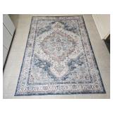 Vintage Style Area Rug Soft Blue Medallion Pattern