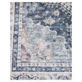 Vintage Style Area Rug Soft Blue Medallion Pattern