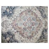 Vintage Style Area Rug Soft Blue Medallion Pattern