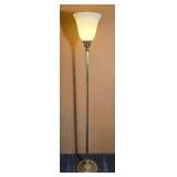 Brass Torchiere Floor Lamp with Frosted Shade