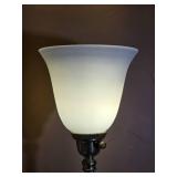 Brass Torchiere Floor Lamp with Frosted Shade