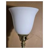 Brass Torchiere Floor Lamp with Frosted Shade