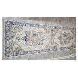 Vintage Style Blue and Ivory Hallway Runner Rug