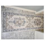 Vintage Style Blue and Ivory Hallway Runner Rug