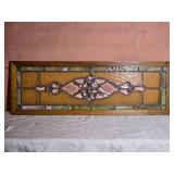 Decorative Stained Glass Window Panel in Wood Frame