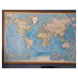 National Geographic Framed World Map Wall Display