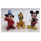 Vintage Disney Ceramic Figurines – Sorcerer Mickey, Pluto, and Mickey