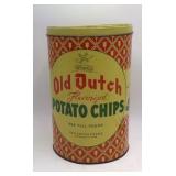 Vintage Old Dutch Flavored Potato Chips Tin – Minneapolis Red & Yellow with Tulip Pattern