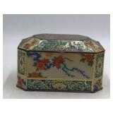 Vintage English Octagonal Biscuit Tin – Metal Box Company Floral Chinoiserie Design