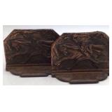 Vintage Cast Iron "Horse Tamer" Bookends – Bronze Finish with Relief Design
