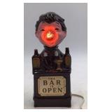 Vintage Ceramic "The Bar is Open" Figurine Lamp – Japan Mark