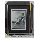 Framed Marilyn Monroe Beach Photo Print – Black and Gold Frame