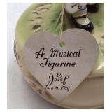 Vintage Josef Musical Figurine – Girl with Lunchbox and Dog