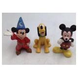 Vintage Disney Ceramic Figurines – Sorcerer Mickey, Pluto, and Mickey