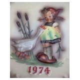 Hummel 1974 Annual Plate – Girl with Goose in Bas Relief