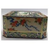 Vintage English Octagonal Biscuit Tin – Metal Box Company Floral Chinoiserie Design