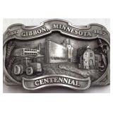 Vintage Remington "First In The Field" Canada Goose Belt Buckle + Pair of 1987 Gibbon, MN Centennial Limited Edition Buckles